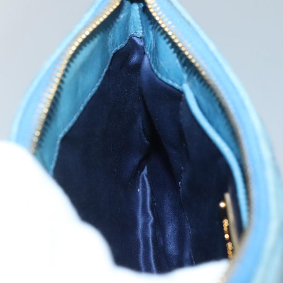 Miu Miu Shoulder Bag Leather Light Blue Gold Auth 122974