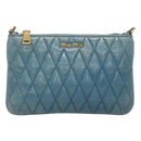 Miu Miu Shoulder Bag Leather Light Blue Gold Auth 122974-13