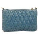 Miu Miu Shoulder Bag Leather Light Blue Gold Auth 122974-2