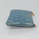Miu Miu Shoulder Bag Leather Light Blue Gold Auth 122974-4