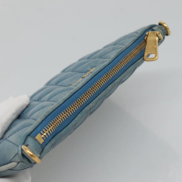 Miu Miu Shoulder Bag Leather Light Blue Gold Auth 122974