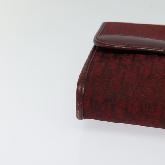 Christian Dior Trotter Canvas Chain Shoulder Bag Red Auth 122975