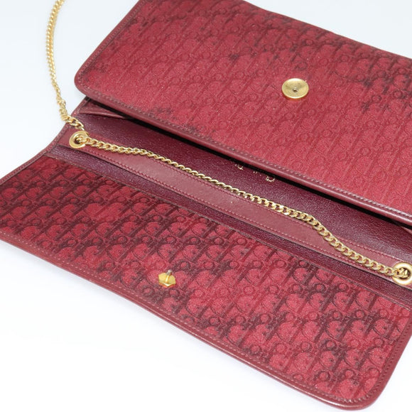 Christian Dior Trotter Canvas Chain Shoulder Bag Red Auth 122975