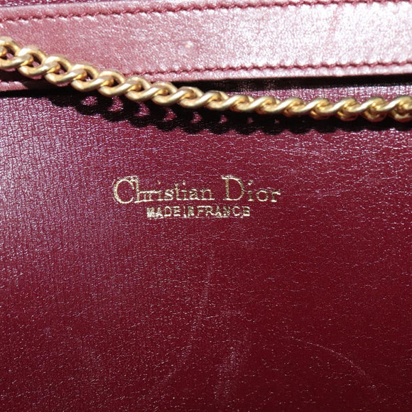 Christian Dior Trotter Canvas Chain Shoulder Bag Red Auth 122975