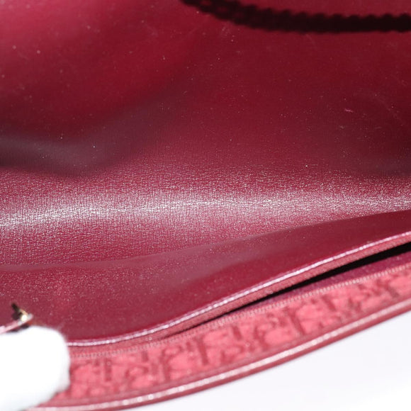 Christian Dior Trotter Canvas Chain Shoulder Bag Red Auth 122975