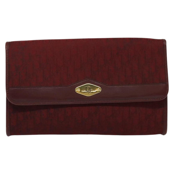 Christian Dior Trotter Canvas Chain Shoulder Bag Red Auth 122975