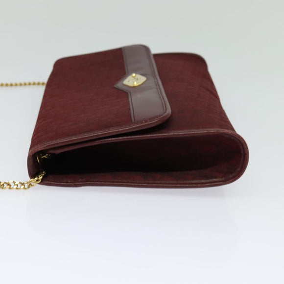 Christian Dior Trotter Canvas Chain Shoulder Bag Red Auth 122975