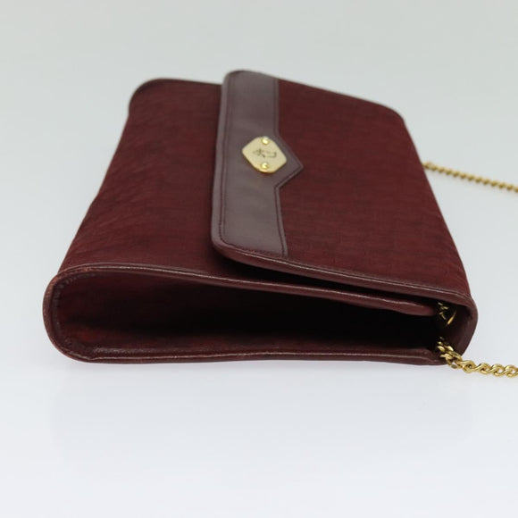 Christian Dior Trotter Canvas Chain Shoulder Bag Red Auth 122975