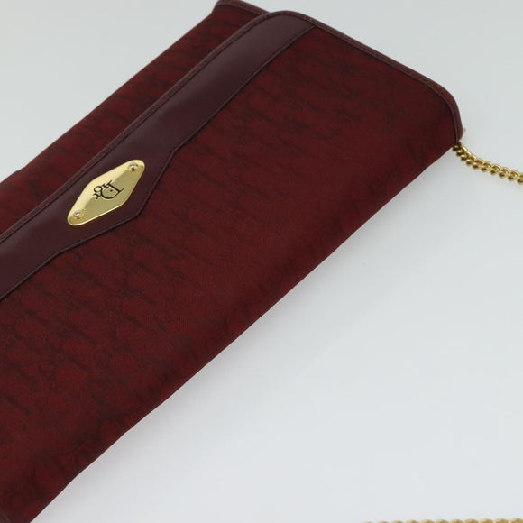 Christian Dior Trotter Canvas Chain Shoulder Bag Red Auth 122975