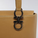 Salvatore Ferragamo Gancini Hand Bag Leather 2way Beige Silver Auth 122976-10