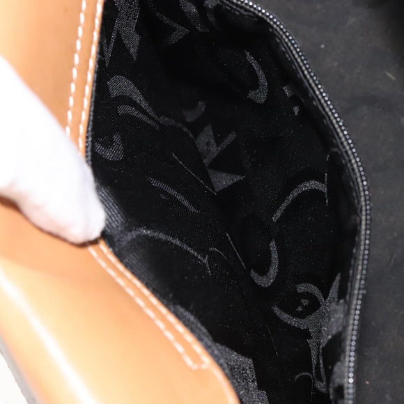 Salvatore Ferragamo Gancini Hand Bag Leather 2way Beige Silver Auth 122976