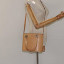 Salvatore Ferragamo Gancini Hand Bag Leather 2way Beige Silver Auth 122976-21