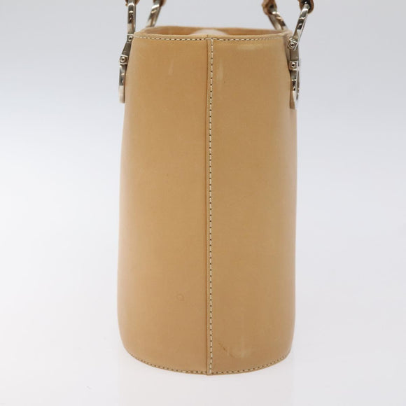 Salvatore Ferragamo Gancini Hand Bag Leather 2way Beige Silver Auth 122976