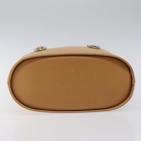 Salvatore Ferragamo Gancini Hand Bag Leather 2way Beige Silver Auth 122976