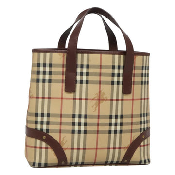 BURBERRY Nova Check Hand Bag PVC Beige Auth 122977