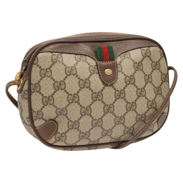 GUCCI GG Supreme Web Sherry Line Bag PVC Beige Gold 156 02 066 Auth 122980