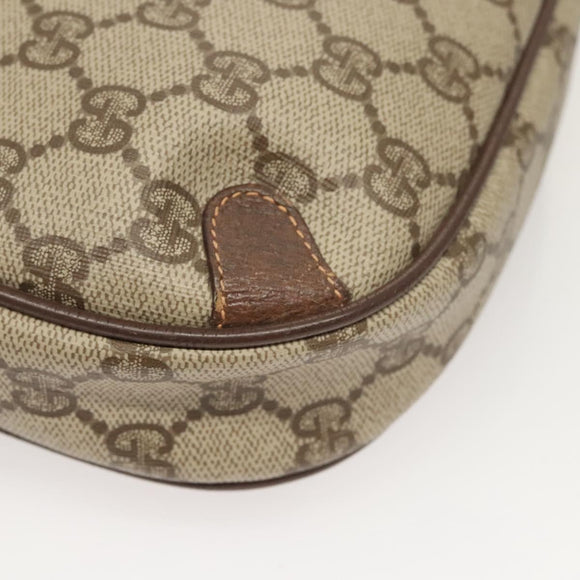 GUCCI GG Supreme Web Sherry Line Bag PVC Beige Gold 156 02 066 Auth 122980