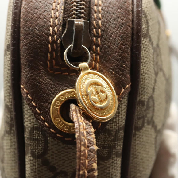 GUCCI GG Supreme Web Sherry Line Bag PVC Beige Gold 156 02 066 Auth 122980