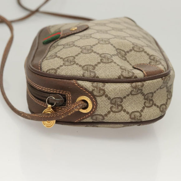 GUCCI GG Supreme Web Sherry Line Bag PVC Beige Gold 156 02 066 Auth 122980