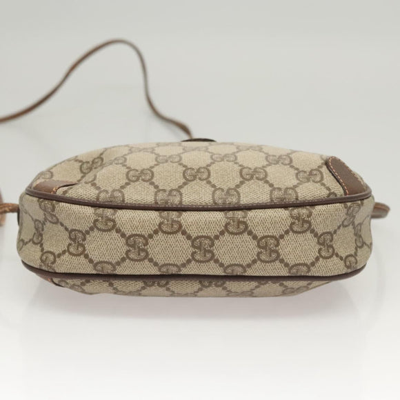 GUCCI GG Supreme Web Sherry Line Bag PVC Beige Gold 156 02 066 Auth 122980