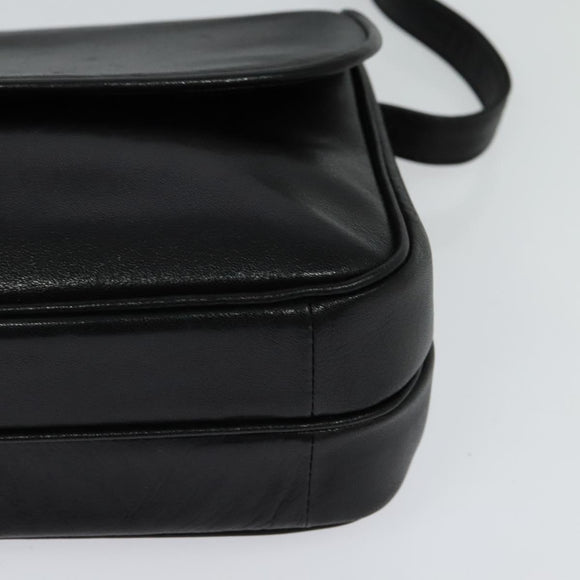 Christian Dior Shoulder Bag Leather Black Gold Auth 122982