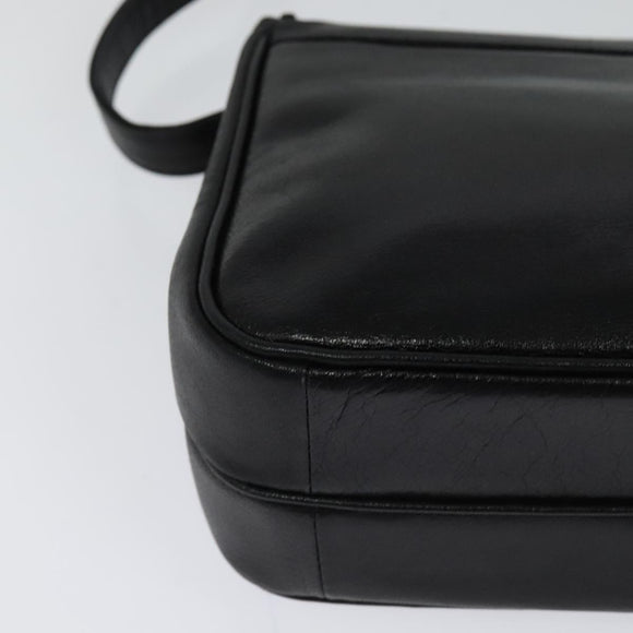 Christian Dior Shoulder Bag Leather Black Gold Auth 122982