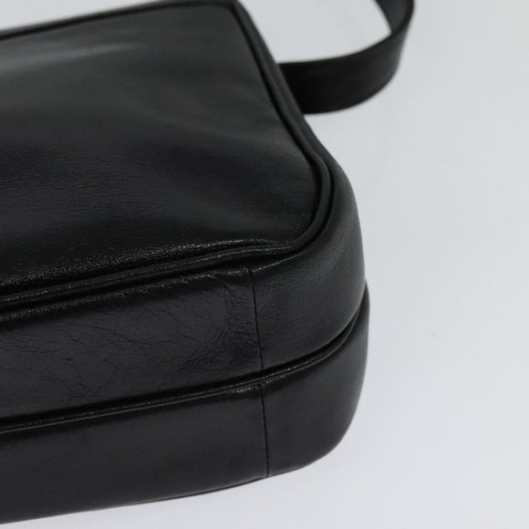 Christian Dior Shoulder Bag Leather Black Gold Auth 122982