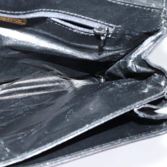 Christian Dior Shoulder Bag Leather Black Gold Auth 122982