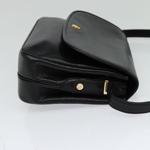 Christian Dior Shoulder Bag Leather Black Gold Auth 122982