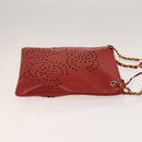 CHANEL Triple Coco Chain Shoulder Bag Caviar Skin Red CC Auth 123009-3