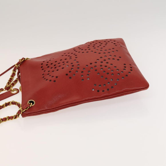 CHANEL Triple Coco Chain Shoulder Bag Caviar Skin Red CC Auth 123009