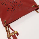 CHANEL Triple Coco Chain Shoulder Bag Caviar Skin Red CC Auth 123009-6
