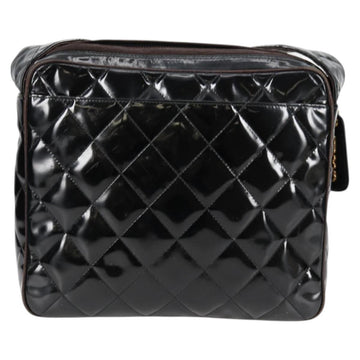 CHANEL Matelasse Chain Shoulder Bag Patent leather Black Gold CC Auth 123012 - 0