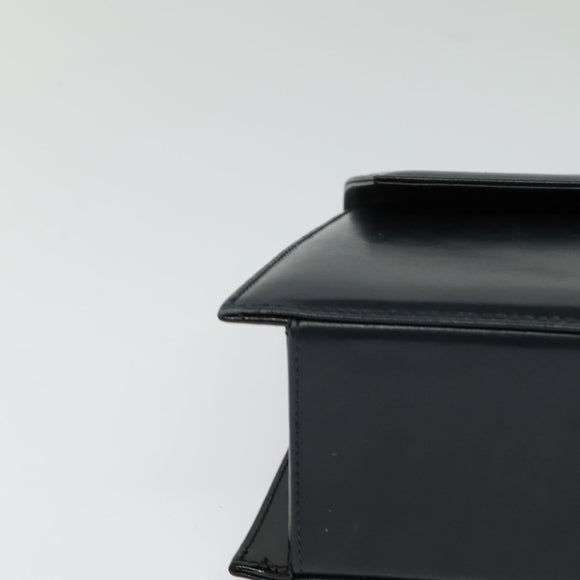 Salvatore Ferragamo Chain Shoulder Bag Leather Navy Gold Auth 123015