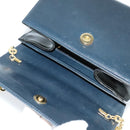 Salvatore Ferragamo Chain Shoulder Bag Leather Navy Gold Auth 123015-10