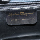 Salvatore Ferragamo Chain Shoulder Bag Leather Navy Gold Auth 123015-12