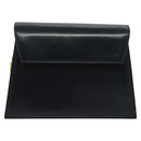 Salvatore Ferragamo Chain Shoulder Bag Leather Navy Gold Auth 123015-2