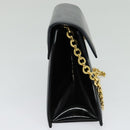 Salvatore Ferragamo Chain Shoulder Bag Leather Navy Gold Auth 123015-3