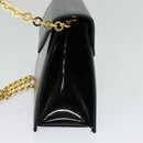 Salvatore Ferragamo Chain Shoulder Bag Leather Navy Gold Auth 123015-4