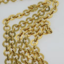 Salvatore Ferragamo Chain Shoulder Bag Leather Navy Gold Auth 123015-8