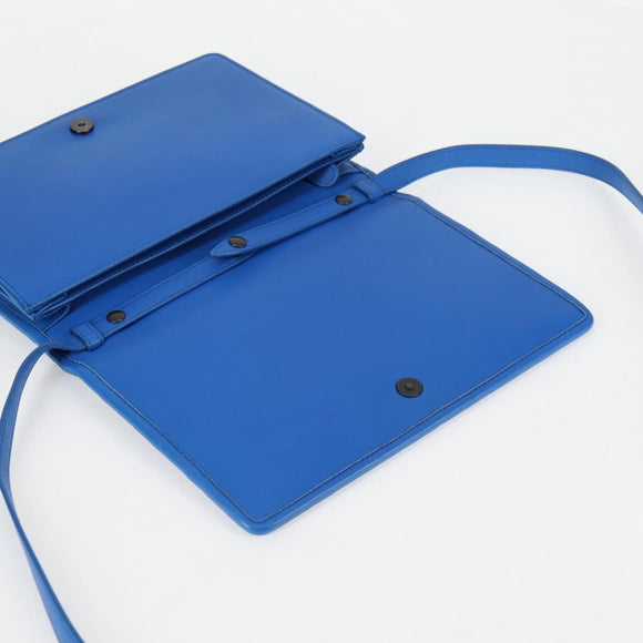 BOTTEGA VENETA INTRECCIATO Shoulder Bag Leather Blue Auth 123018AV