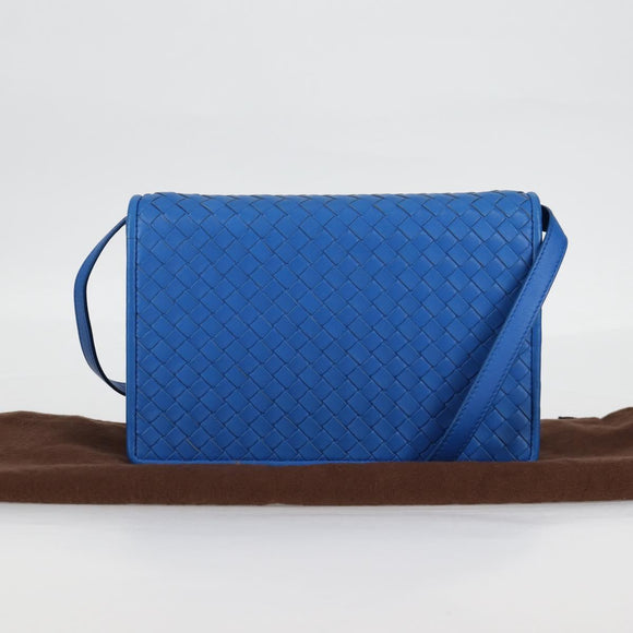 BOTTEGA VENETA INTRECCIATO Shoulder Bag Leather Blue Auth 123018AV