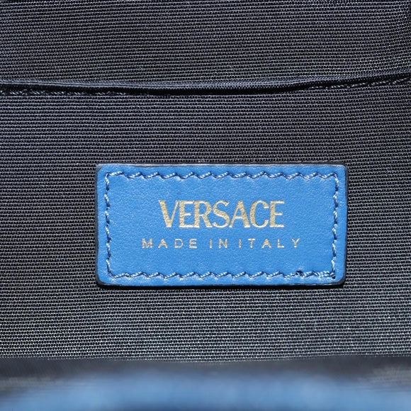 VERSACE Hand Bag Denim 2way Blue Gold Auth 123019A