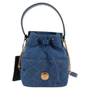 VERSACE Hand Bag Denim 2way Blue Gold Auth 123019A-13