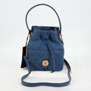 VERSACE Hand Bag Denim 2way Blue Gold Auth 123019A-12