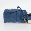 VERSACE Hand Bag Denim 2way Blue Gold Auth 123019A-4