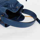 VERSACE Hand Bag Denim 2way Blue Gold Auth 123019A-7