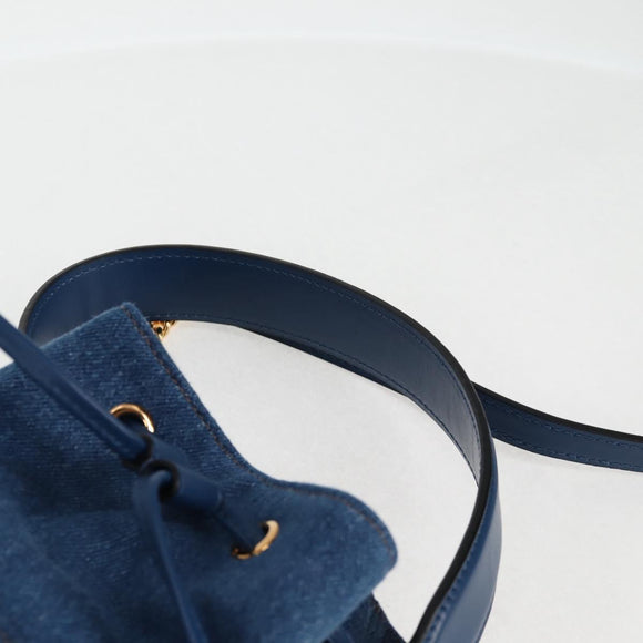 VERSACE Hand Bag Denim 2way Blue Gold Auth 123019A