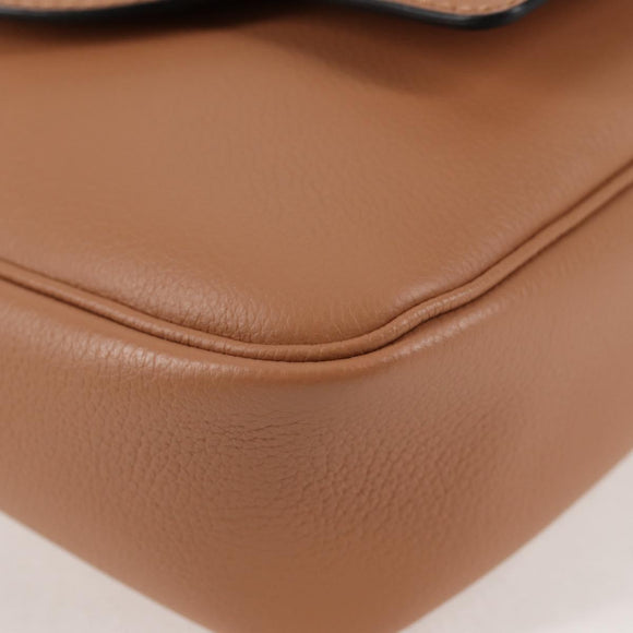 VERSACE Shoulder Bag Leather Beige Gold Auth 123020A