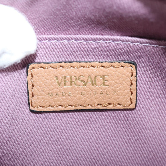 VERSACE Shoulder Bag Leather Beige Gold Auth 123020A